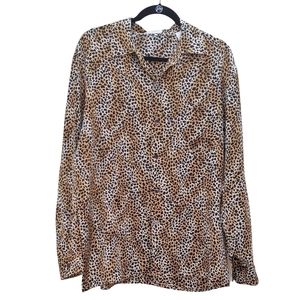 Equipment 100% Silk Animal Print Button Bl…